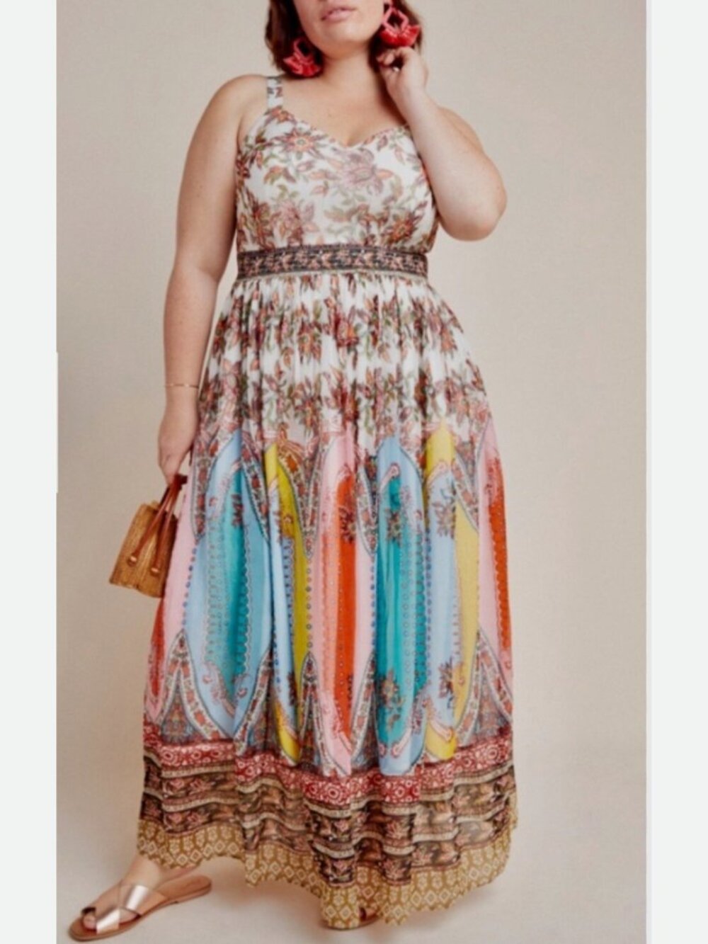 Anthropologie Virginia Floral Print Chiffon Dress Maxi Dress in Women's 16W
